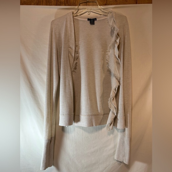 Pure Rebel Women’s cream ruffled long sleeve open tunic M - Picture 1 of 3